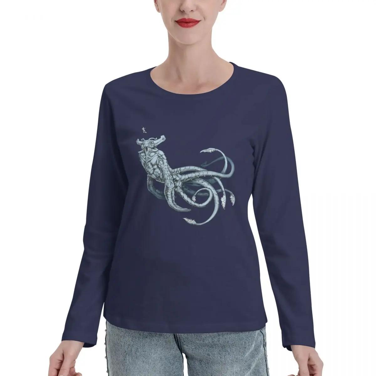 Sea Emperor 여성용 투명 긴팔 티셔츠, 빈티지 티셔츠, 화이트 티셔츠, 그래픽 드레스